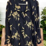 Dana Buchman  Floral Tunic Blouse Jacket Size‎ 8 black tan With Side Slits Photo 0