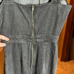 Ruffled Jumpsuit Wide Leg Washed Black Denim Size Small Photo 3