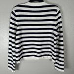 NEW J Crew Size Small Cotton Cardigan Sweater Lady Jacket Knit Navy Blue Striped Photo 3