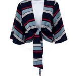 Anthropologie Dee Elly Striped Flare Bell Sleeve Knot Tie Crop Top Shirt Striped V-Neck Photo 0
