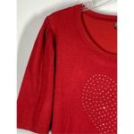 80 Park Women's Rhinestone Heart Short Sleeve Blouse Red Size XL Photo 4