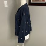 Christopher & Banks  Womens Navy Blue Penguin Fun Teacher Cardigan Sweater Medium Photo 2