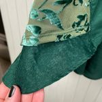 LOGO By Lori Goldstein LOGO Lori Goldstein Rayon Burnout Velvet Satin Hem Top Size Large Green Holiday Photo 5