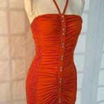 Free People WOMEN'S HOLD ON burnt orange smocked MINI DRESS size xs Photo 3