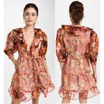 NWT Celia B Sinai Silk Blend Floral Puff Sleeve Mini Dress Orange Women's Size M Size M Photo 1