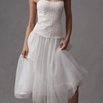 BHLDN Ivory Strapless Bridal Midi Dress Corset Tulle Skirt NWT L Photo 0