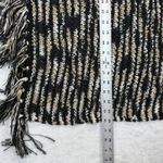 Chico's  Fringe Poncho Sweater Knit Striped‎ Black Beige S/M Photo 2