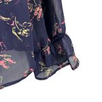 Alice Blue  Blouse Navy Ruffle Sheer Fabric Floral Feminine Small‎ Photo 1