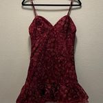 Lulus Lavish Lifestyle Burgundy Embroidered Ruffled Mini Dress Tulle Tutu Size L Photo 2