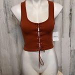 Forever 21 Rust Orange Lace-Up Front Tank Top Women’s Size S/M Photo 2
