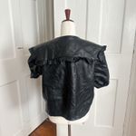 Sister Jane Faux Leather Puff Sleeve Heart Top Black Photo 4