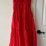 Lost + Wander  Red Linen Midi Dress Photo 0