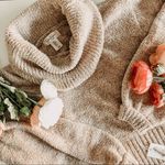 Jessica Simpson Cream/White Cowl Neck Crop Sweater Photo 1