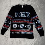 PINK - Victoria's Secret  Shirt Women XS Sequin Holiday Tee Black Sequins Snowflakes Photo 2