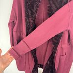 Free People Westwood Cardigan Maroon Velvet Trim Sz XS Oversized Hooded Photo 10