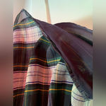 J.Crew  Back Tie Halter Top Blue Green Yellow Plaid Size 0 Sheer Layered Shimmer Photo 7