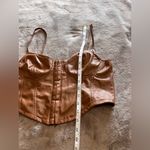 Iris  Vegan Brown Leather Vintage Corset Crop Tank Top  Women’s Sz L EUC Photo 6