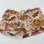 J. Crew Women's Chino Brown Pink Floral Watercolor Shorts Cotton Spandex Size 2 Photo 0
