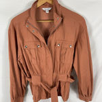 Nine West Cargo Zip Up Jacket in Cinnamon Orange Size medium Photo 0