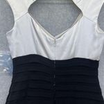 London Times  Women's Dress Sleeveless Body Con Tiered Black White 4 Surplice Photo 4