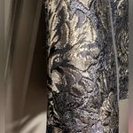 Monique Lhuillier  Silver & Gold Brocade Floral Pencil Skirt Size 2 Photo 6