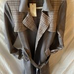 Solitaire NWT: Anthropologie  women’s Gray/Plaid Trench Vegan Suede Jacket- sz- M Photo 1