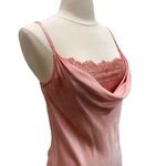 Satin Cowl Neck Spaghetti Strap Blouse With Lace Underlay Photo 7