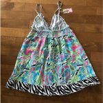 Mud Pie NWT wild Paisley cute pink, blue & green nightie size small Photo 8