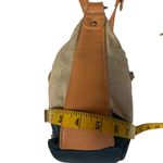 Stone Mountain USA‎ Canvas Spectator 2 Zip Hobo with Leather Trim Blue Tan Purse Photo 13