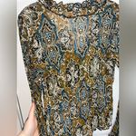 No Boundaries  Y2K Vintage Holographic Sequined Paisley Button Up Bell Sleeve Top Photo 4