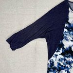 Dress Barn  | Navy & White Watercolor Print Baseball Tee Style Blouse | PM Photo 3