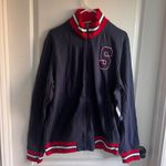 Skechers Mens Varsity Track Jacket Full Zip Pockets Navy Blue Size Medium NWT Photo 2