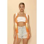 American Vintage Crochet Star Vest Orange Multi - M NWT Photo 3