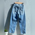 Abercrombie & Fitch High Rise Barrel Jean with vertical seams in a light wash Photo 13