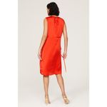 ATLIEN Red Satin Ruffle Sleeveless Crewneck Waist Tie Shift Dress Size Large Photo 1