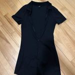 SheIn  Black Knit Zip-Up Romper Photo 3