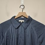 Lafayette 148 New York Pleated Long Sleeve Midi Shirt Dress Blue Size Large Photo 1