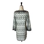 Calypso St. Barth Shirt Women Small Ivory Brown Metallic Thread Ikat Print Tunic Photo 3