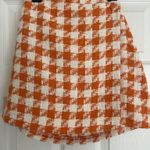 H&M Skirt Mini Orange and White Lined Photo 0