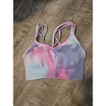 Women's seamless sports bra tie dye, stretchy. Pink Size M Photo 1