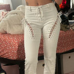 Edikted White Lace-Up Pants  Flare Photo 0