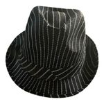 EUC Black and white pinstripe woven fedora hat, one size Photo 3
