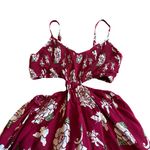 Alohiwai Tropical Hawaiian Print Maxi Dress Cutout Vacation Floral Size XS Women Red Photo 1