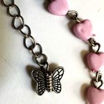 Pink heart flower cross rosary necklace Photo 6