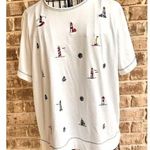 Bonworth VTG Nautical Top Sz M? White LIghthouses Sailboat Anchor Ships … Photo 0