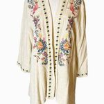 Paparazzi  embroidered floral linen blend kimono sz M Photo 0