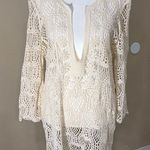 Women’s Crochet Top Sz L For Layering Over Swimsuit Tank Top Boho Greek Mama Mia Size L Photo 0