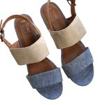 Toms Like New  Leather Poppy Heeled Sandals Size 8 1/2 Photo 1