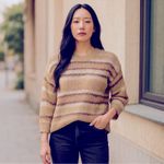 American Eagle  Oversized Striped Chunky Knit Sweater Crewneck Size Small Photo 12