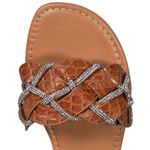 Yoki  Women Rust Crocodile Embossed‎ Rhinestone Slide Sandals Size 8 Photo 2